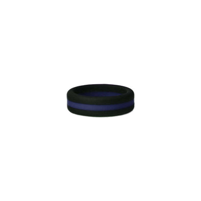 Black and Navy Stripe Silicone Ring