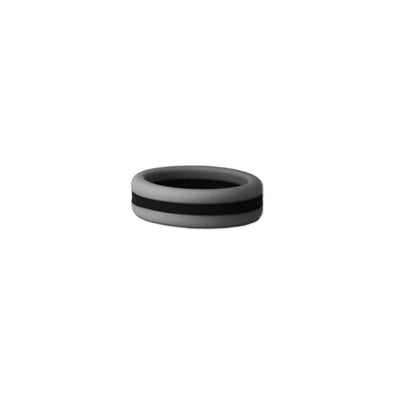 Grey and Black Stripe Silicone Ring