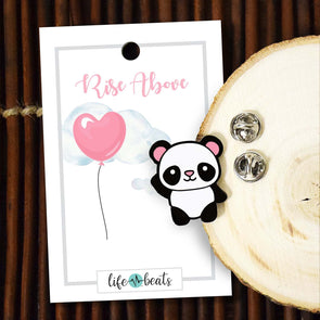 Panda Rise Above Enamel Pin on Mini Card