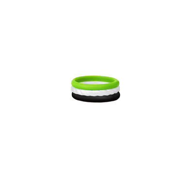 Green, White, Black Silicone Ring Size 10