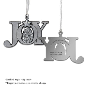 Joy Nativity Antique Silver Christmas Ornament