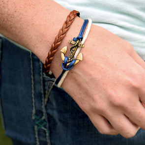 Navy Braided Anchor Bracelet