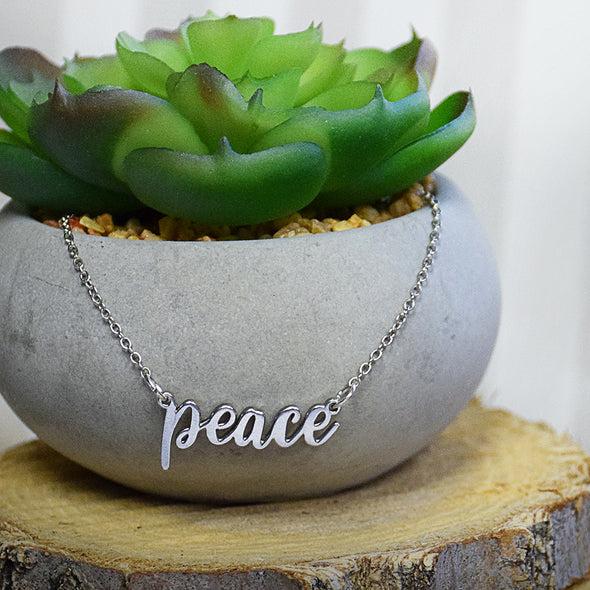 Peace Script Necklace