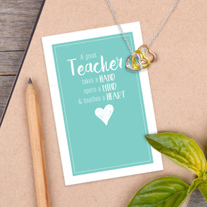 Teacher Gift - 3 charm heart necklace