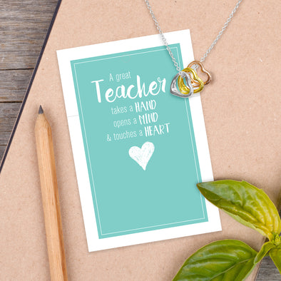 Teacher Gift - 3 charm heart necklace