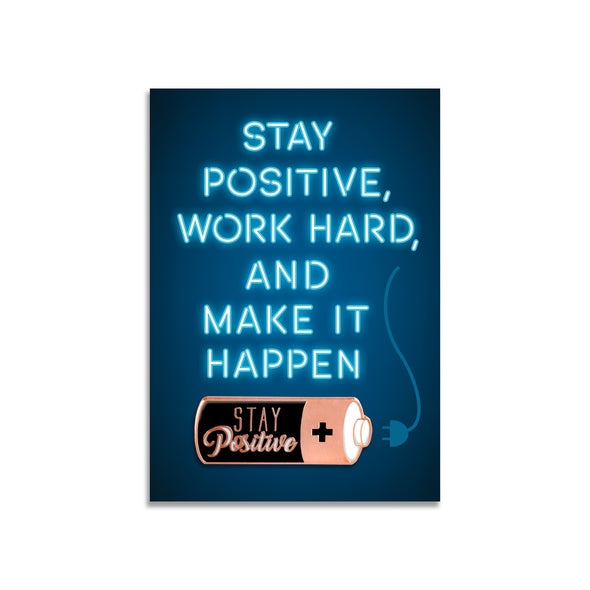 Stay Positive, work hard, and make it happen rose gold with black and white enamel pin