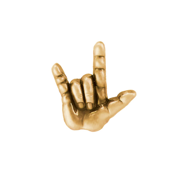 I Love You 3D American Sign Language Pin Gold