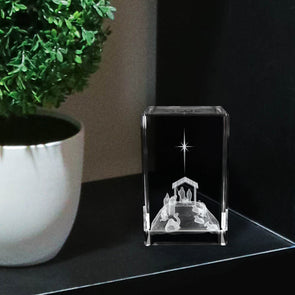 Nativity Scene Laser-engravedCrystal Cube