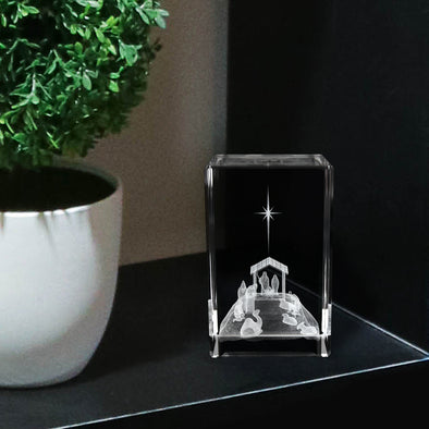 Nativity Scene Laser-engravedCrystal Cube